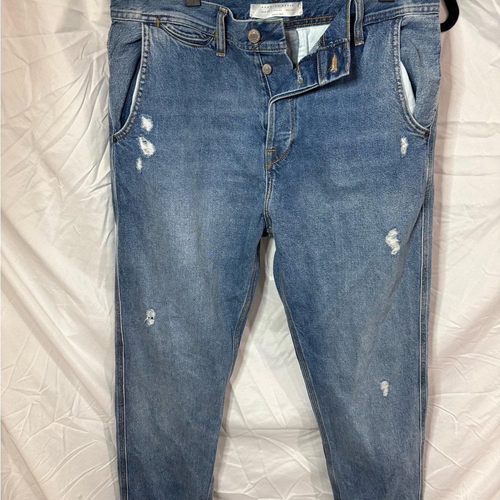 Zara Mens Distressed Blue Jeans